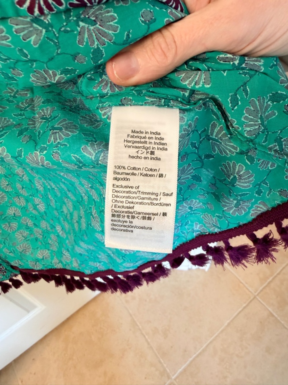 J. Crew Factory Teal & Burgundy Tassel Tie Front Swim Coverup - Picture 4 of 5